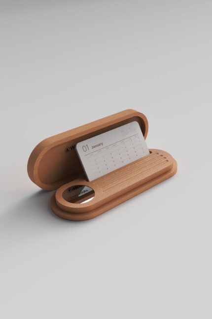 KT-06 Kapaklı Ahşap Masa Takvimi